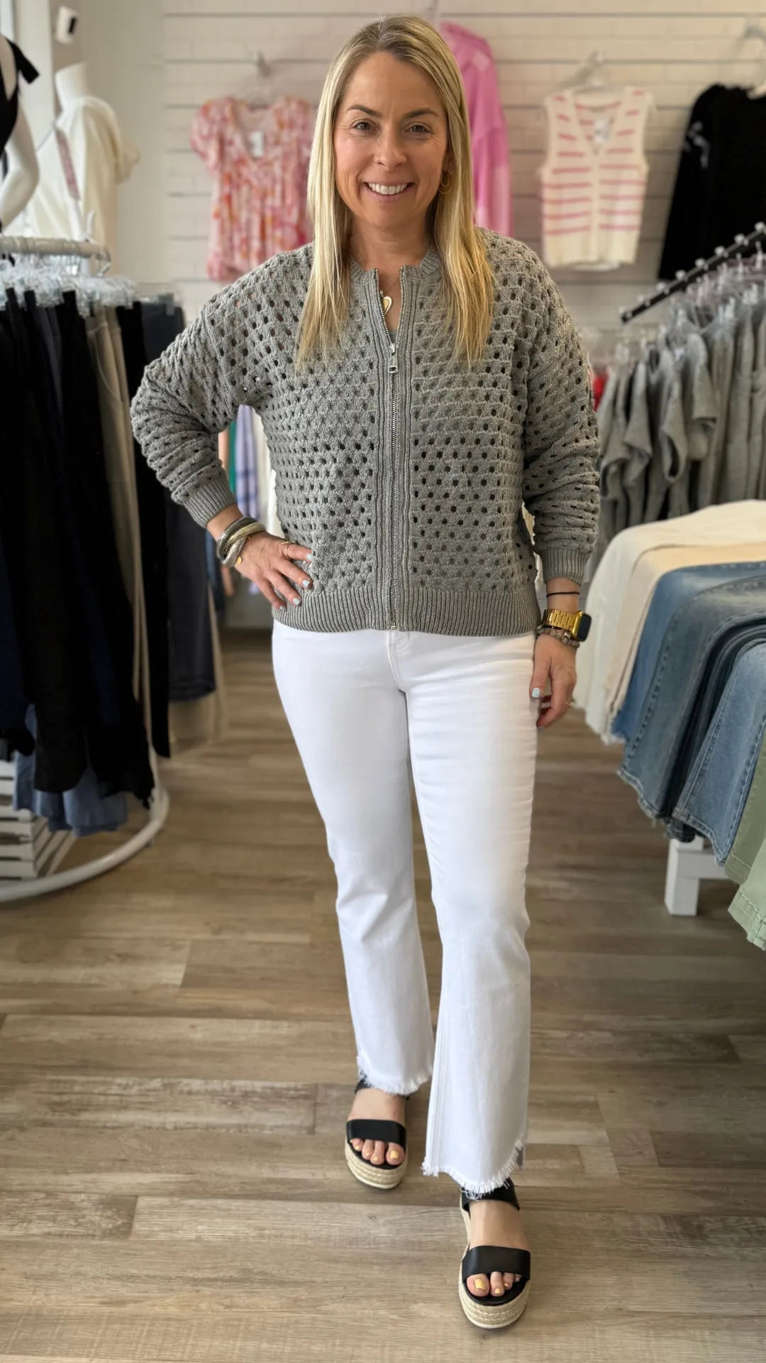 High Rise White Crop Flare Jeans