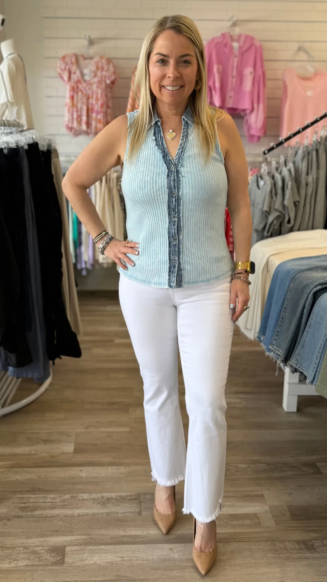 High Rise White Crop Flare Jeans