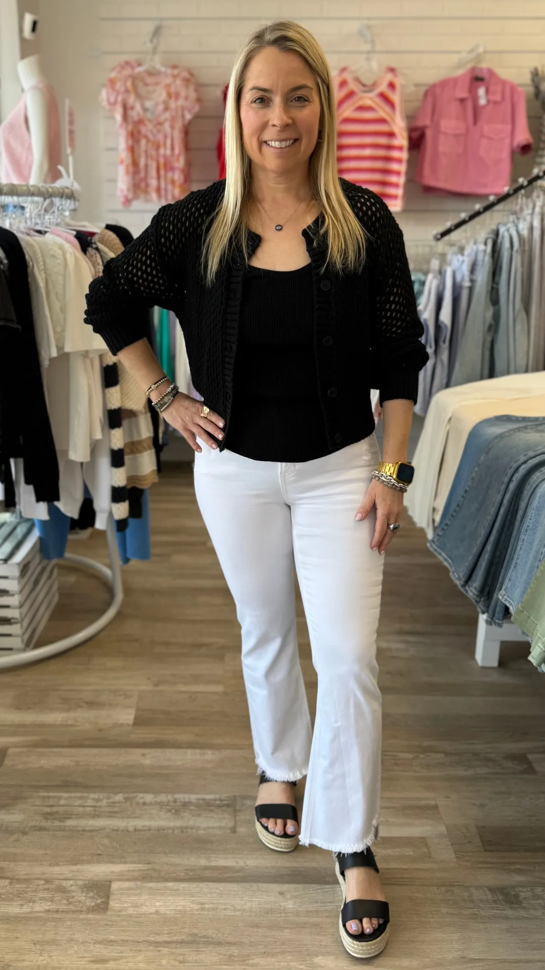 High Rise White Crop Flare Jeans