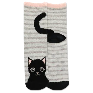HOTSOX Women's Cat Cozy Non-Skid Short Crew Sock