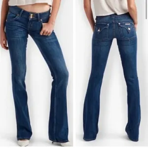 Hudson Jeans low rise bootcut denim jeans, flap pockets, med wash, size 27