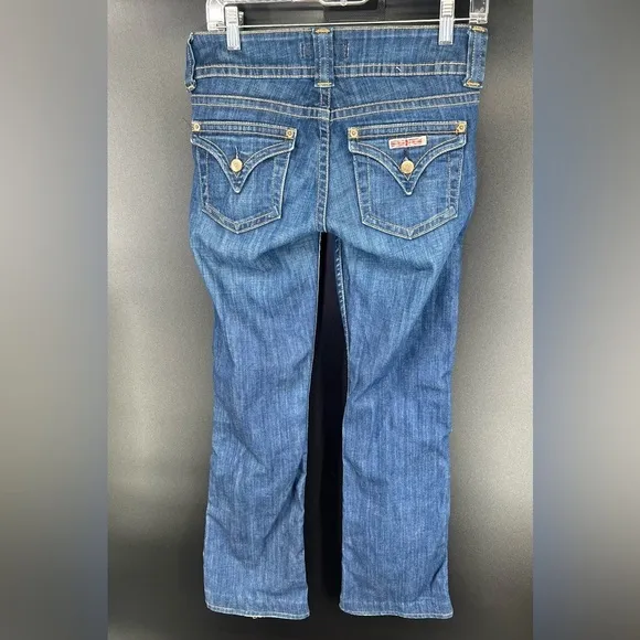 Hudson Jeans low rise bootcut denim jeans, flap pockets, med wash, size 27