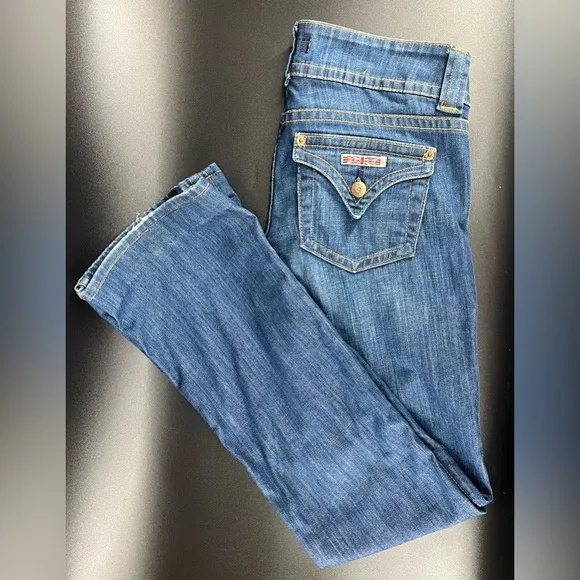 Hudson Jeans low rise bootcut denim jeans, flap pockets, med wash, size 27