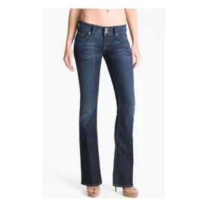 Hudson Mid Rise Signature Bootcut Jeans 2 Button Dark Wash Flap Pocket Size 30