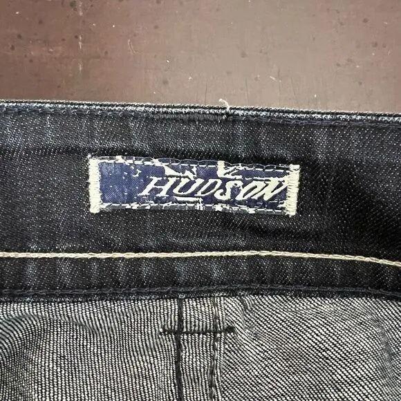 Hudson Mid Rise Signature Bootcut Jeans 2 Button Dark Wash Flap Pocket Size 30
