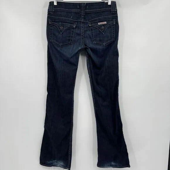 Hudson Mid Rise Signature Bootcut Jeans 2 Button Dark Wash Flap Pocket Size 30