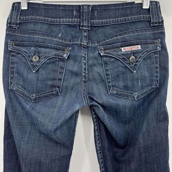 Hudson Mid Rise Signature Bootcut Jeans 2 Button Dark Wash Flap Pocket Size 30