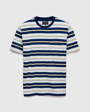 Indigo Stripe Pocket T-Shirt in One Wash