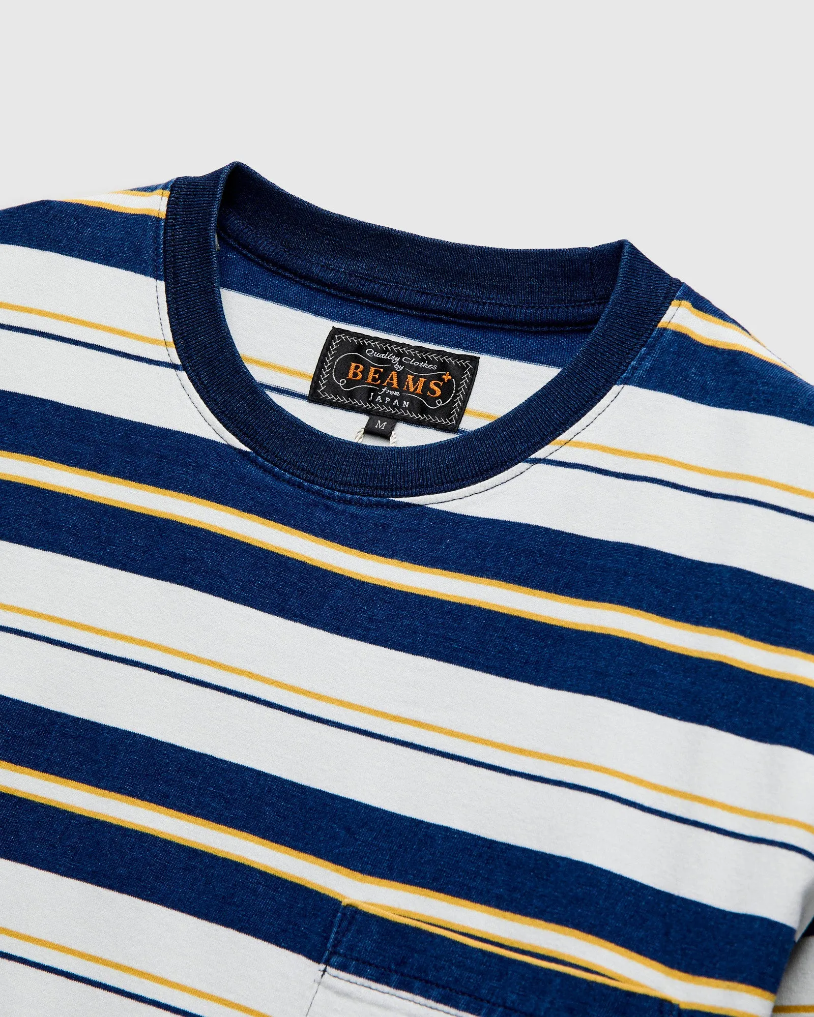 Indigo Stripe Pocket T-Shirt in One Wash
