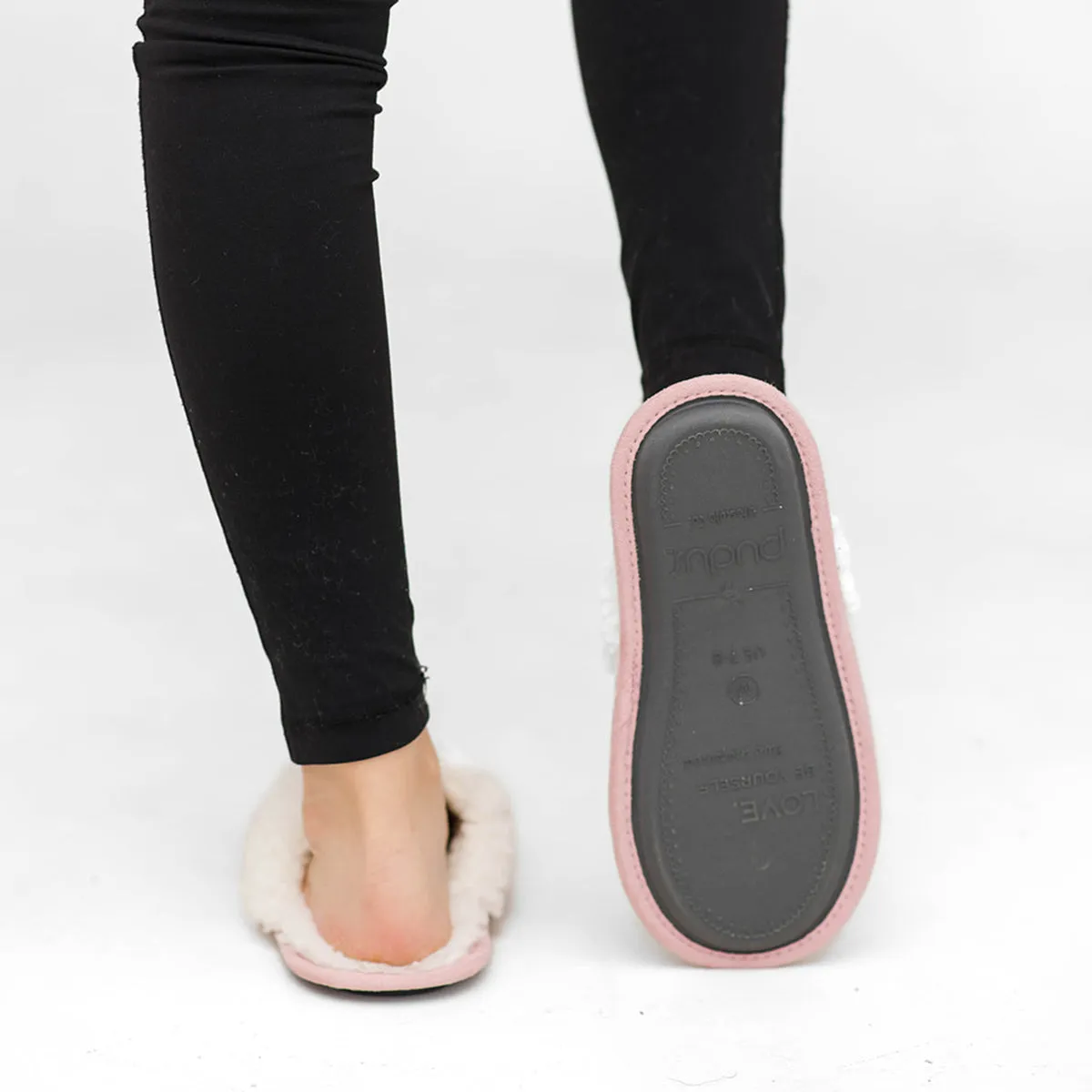 Indoor Sole Recycled Slippers - Pink Chenille