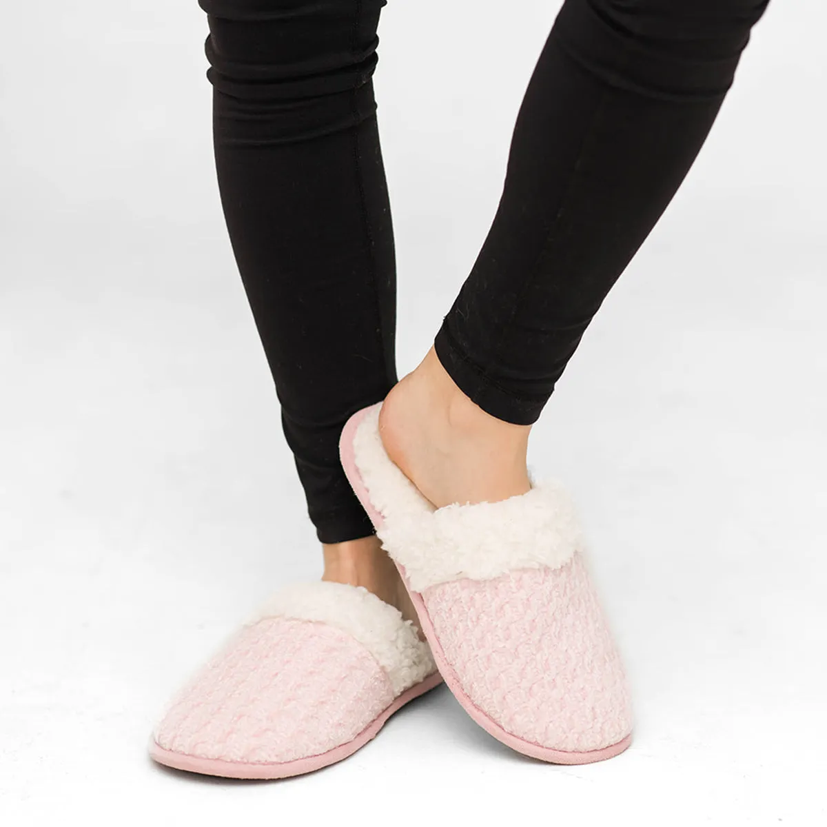 Indoor Sole Recycled Slippers - Pink Chenille