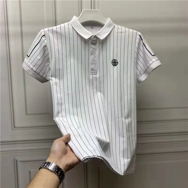 INSTOCK- Striped short-sleeved POLO T-shirt