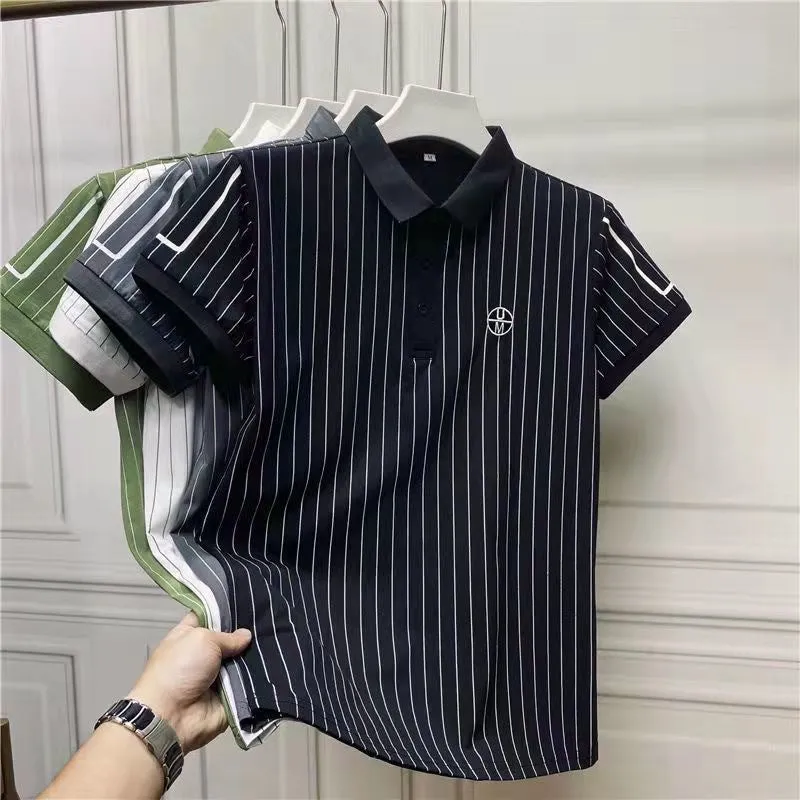INSTOCK- Striped short-sleeved POLO T-shirt