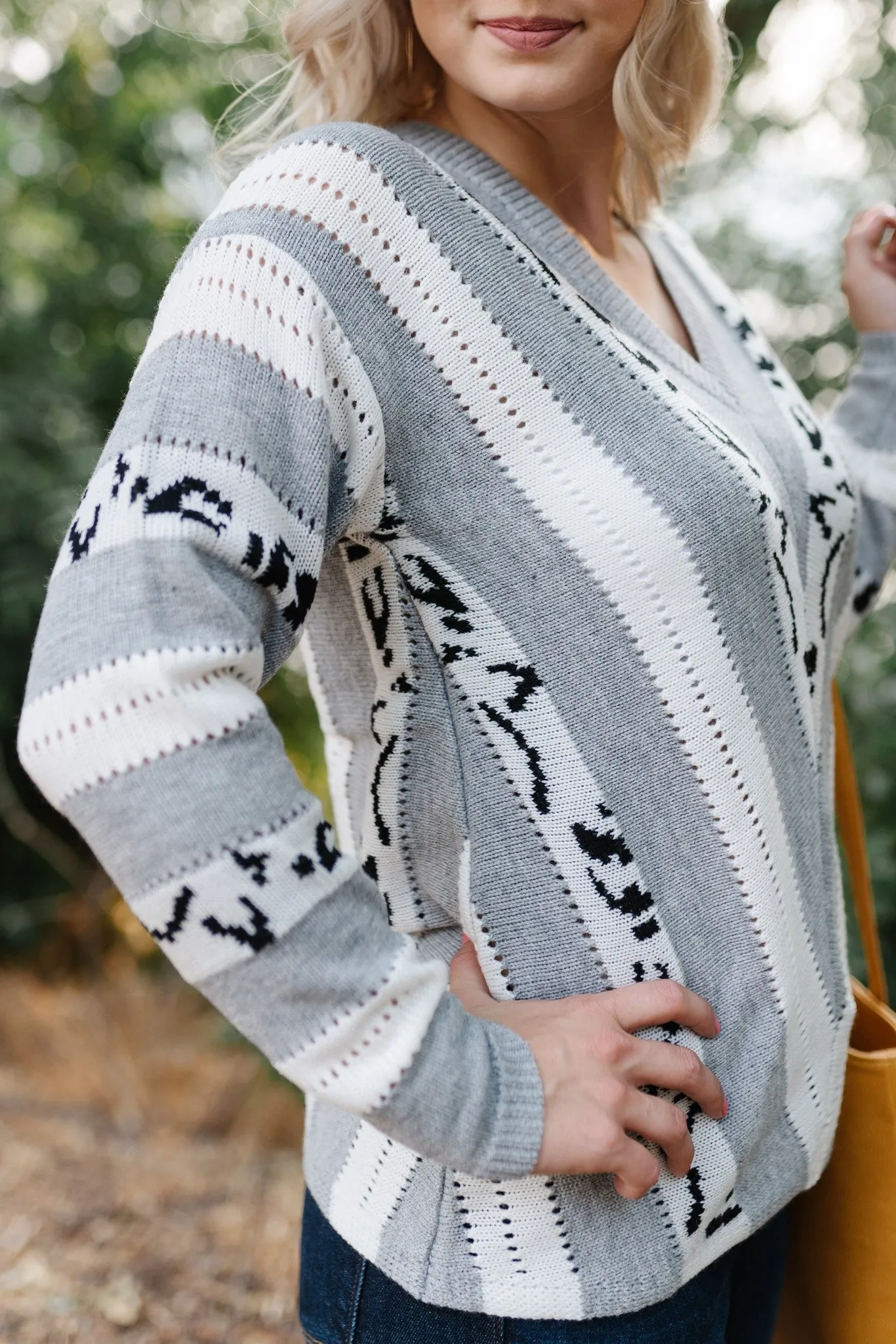 It's Leopard Time V Neck Sweater