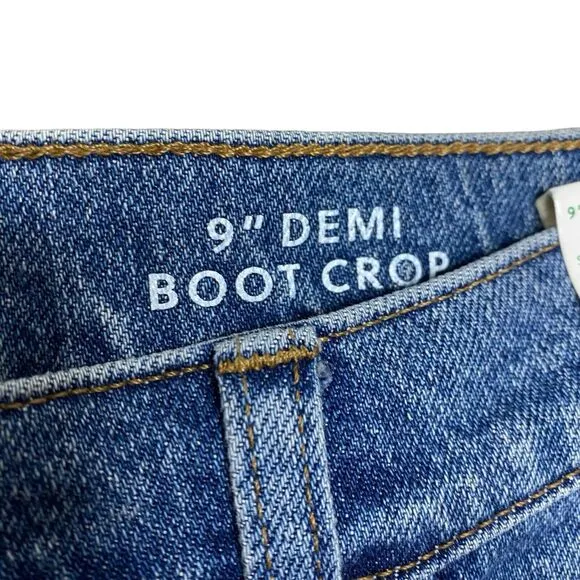 J Crew Jeans 9&quot; Demi Boot Crop Women 32 Raw Hem Denim Blue High Rise NWT BP584