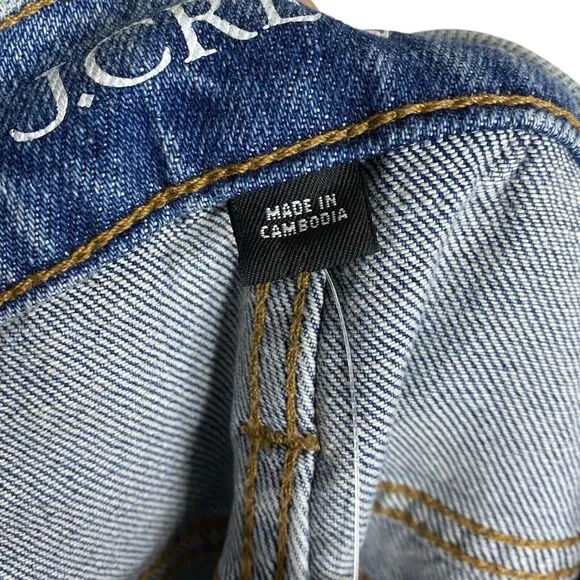 J Crew Jeans 9&quot; Demi Boot Crop Women 32 Raw Hem Denim Blue High Rise NWT BP584