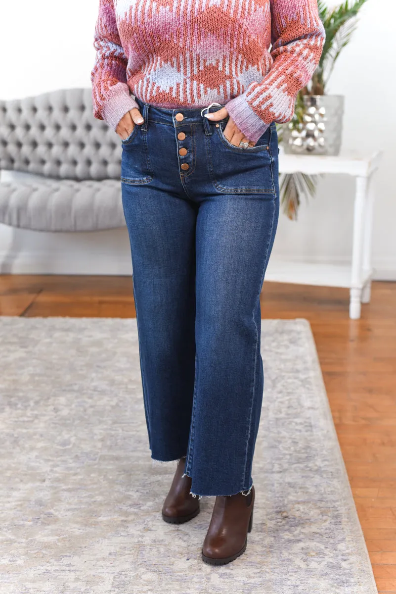 Jackie High Rise Crop Wide Leg Risen Jeans
