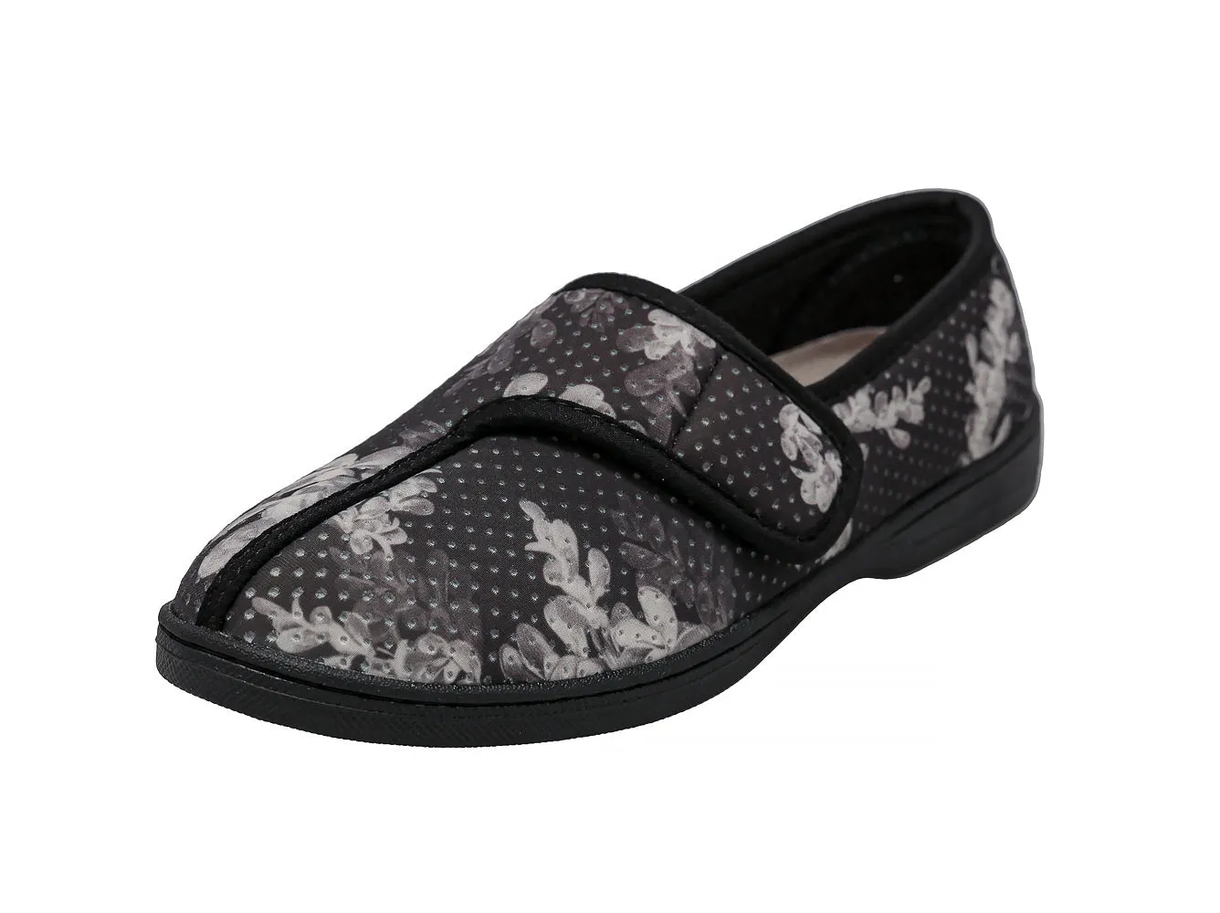 Jewel 2 Black Printed Flower Women's Slipper