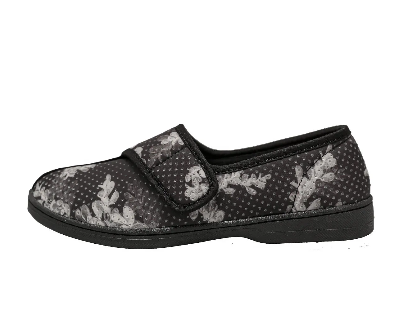 Jewel 2 Black Printed Flower Women's Slipper