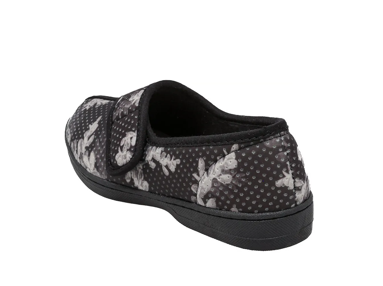 Jewel 2 Black Printed Flower Women's Slipper