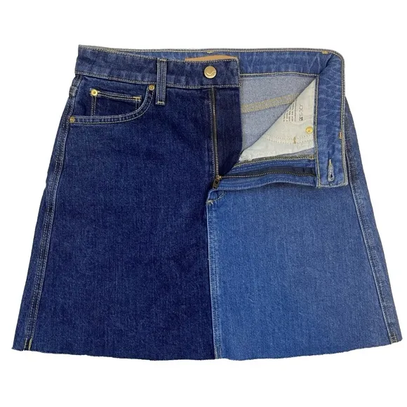 Joe's Jeans The Bella High Rise Size 26 Two Tone Blue Denim Skirt NWT $178