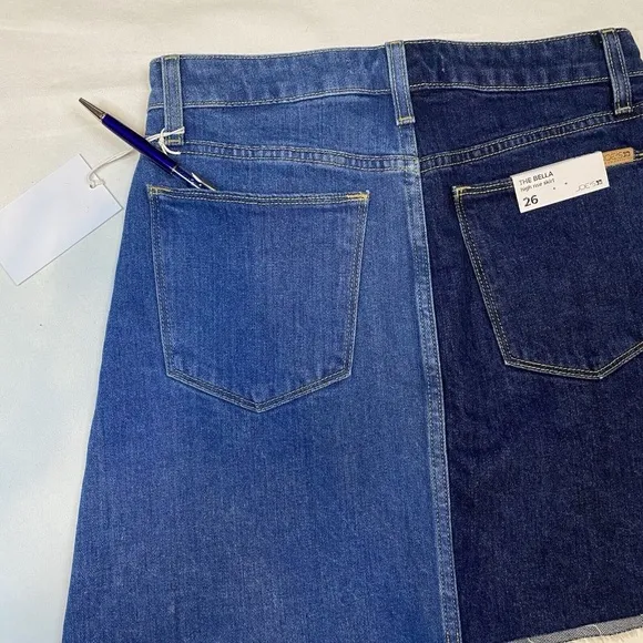 Joe's Jeans The Bella High Rise Size 26 Two Tone Blue Denim Skirt NWT $178