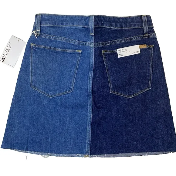 Joe's Jeans The Bella High Rise Size 26 Two Tone Blue Denim Skirt NWT $178