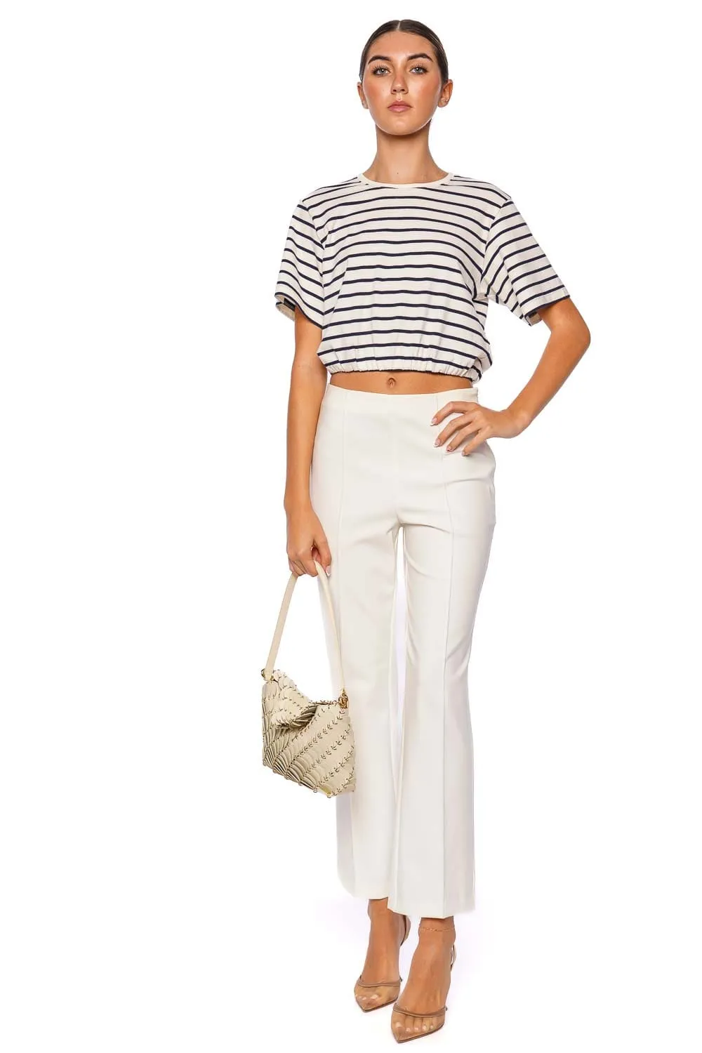 Jojo Striped Cotton Cropped Tee