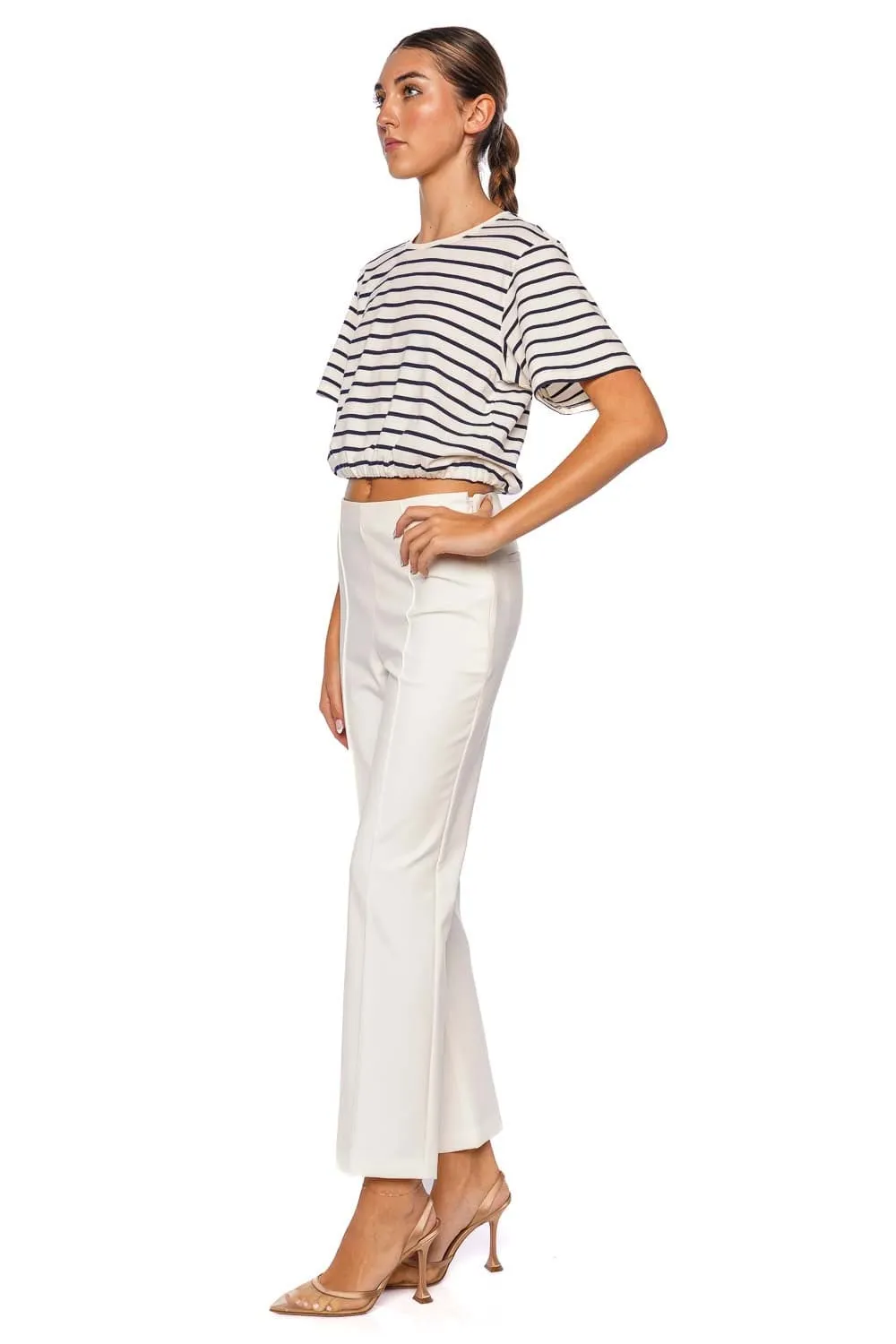Jojo Striped Cotton Cropped Tee