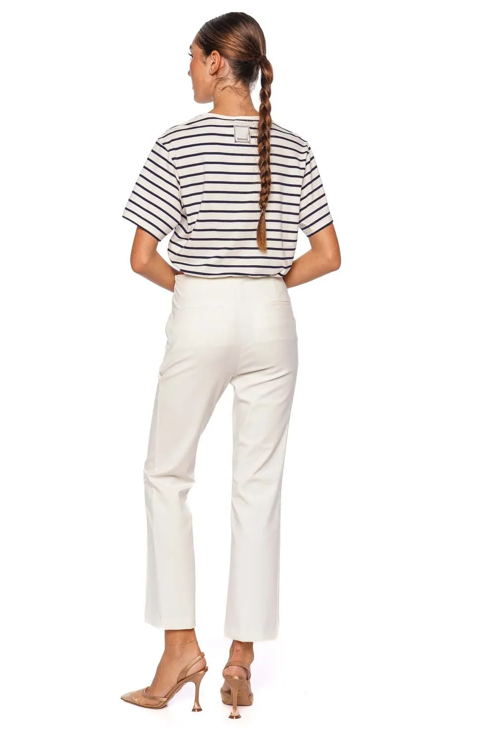 Jojo Striped Cotton Cropped Tee