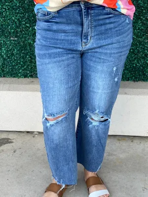 Judy Blue HW Destroyed Crop Wide Leg
