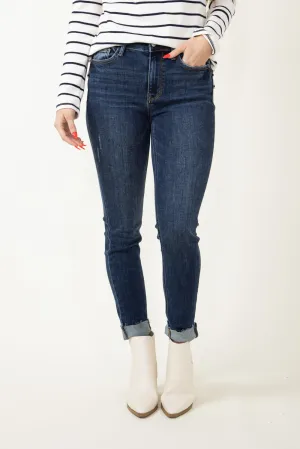 Judy Blue Mid Rise Vintage Raw Hem Skinny Jeans for Women | 82527REG