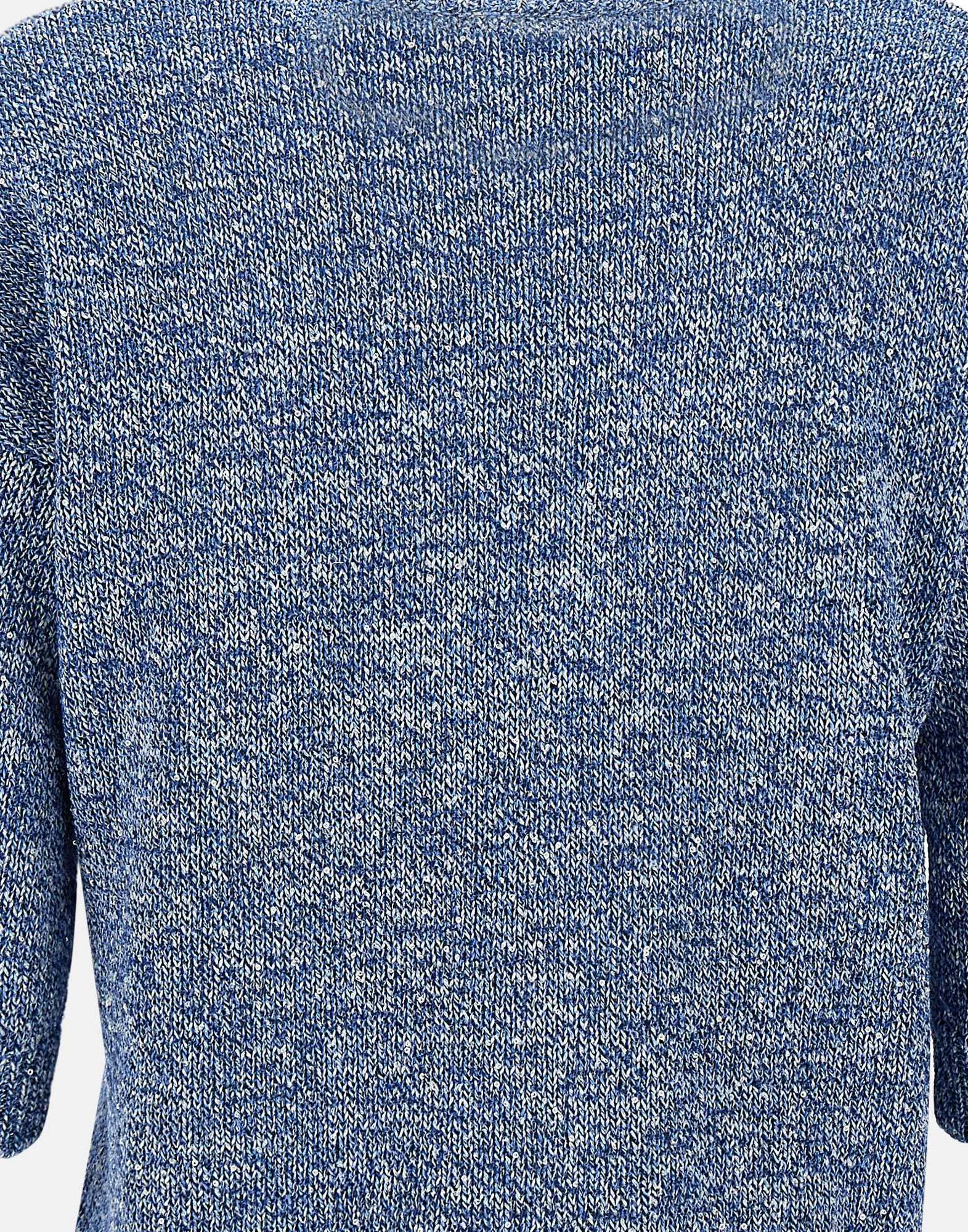 Kangra Blue Cotton Viscose Sequin Sweater