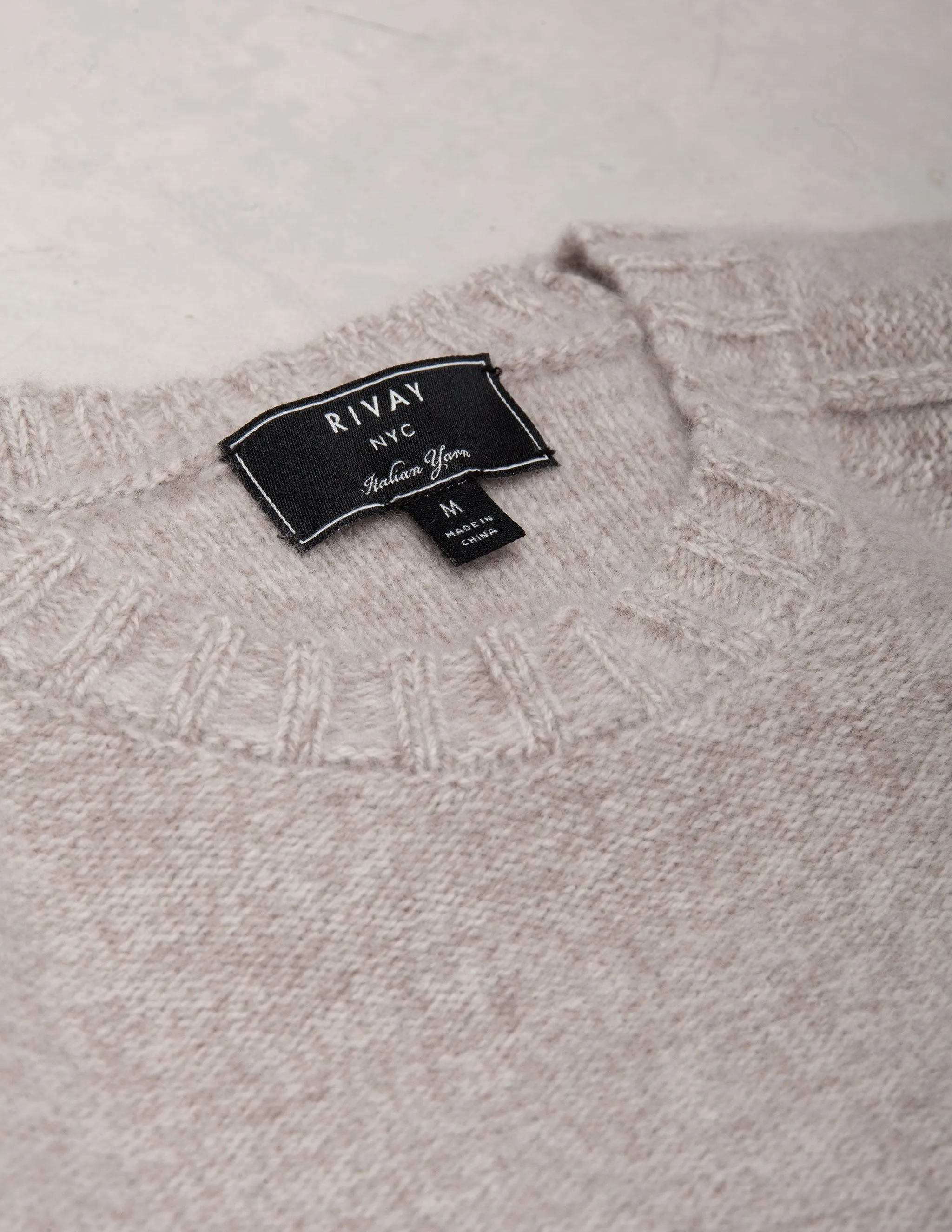 Kent Wool Crewneck Sweater in Khaki Marl