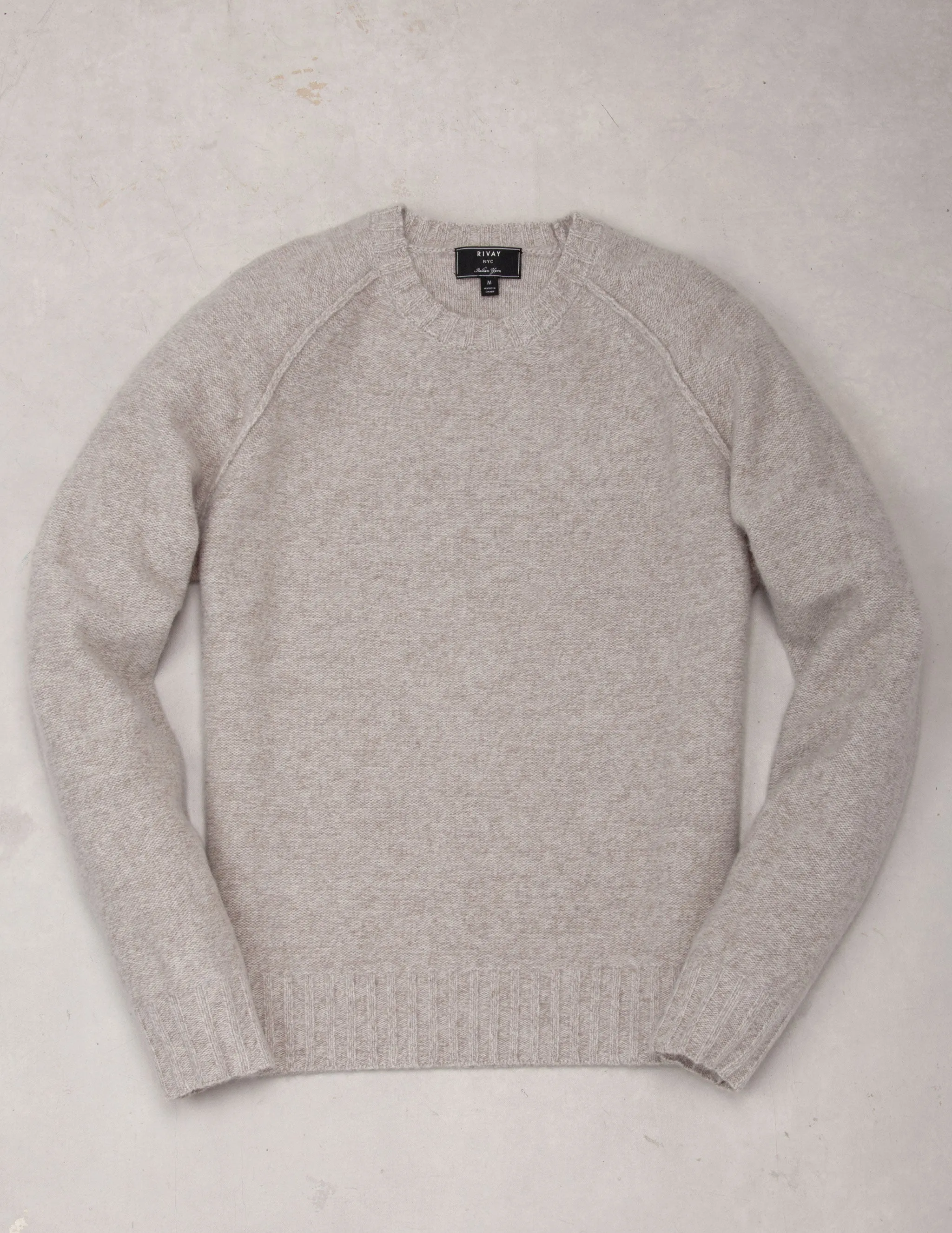 Kent Wool Crewneck Sweater in Khaki Marl