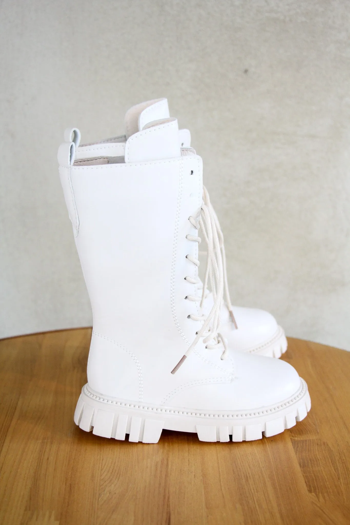 Kids Knee High Boots Chalk