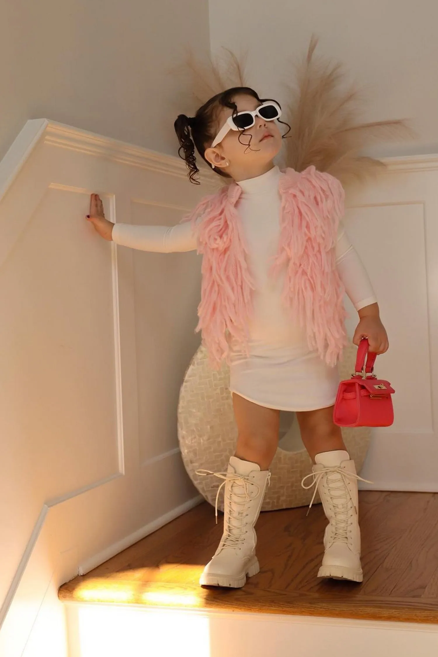 Kids Knee High Boots Chalk