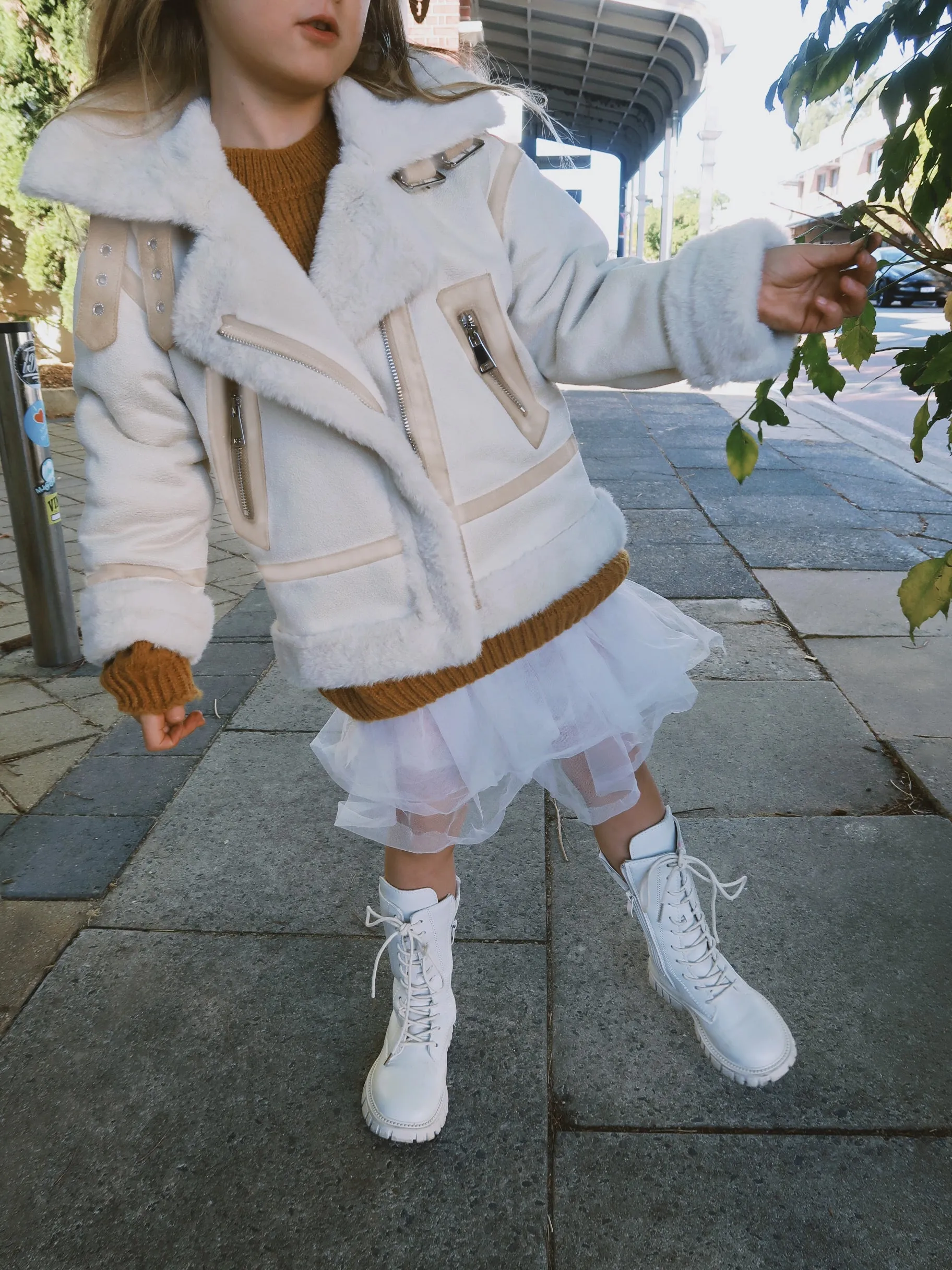 Kids Knee High Boots Chalk