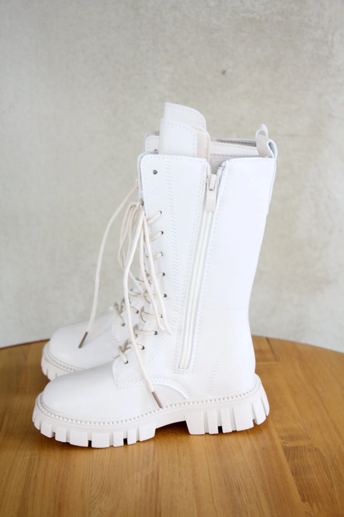 Kids Knee High Boots Chalk