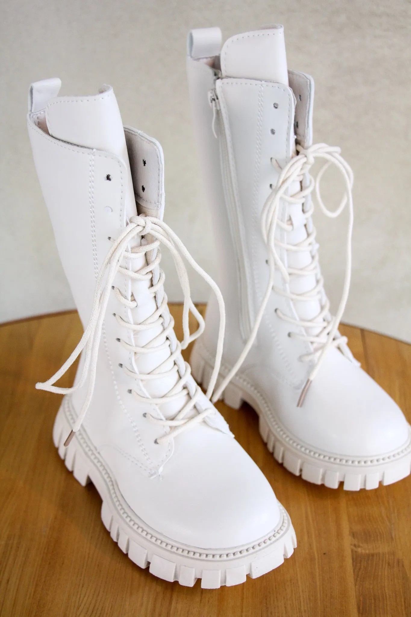 Kids Knee High Boots Chalk