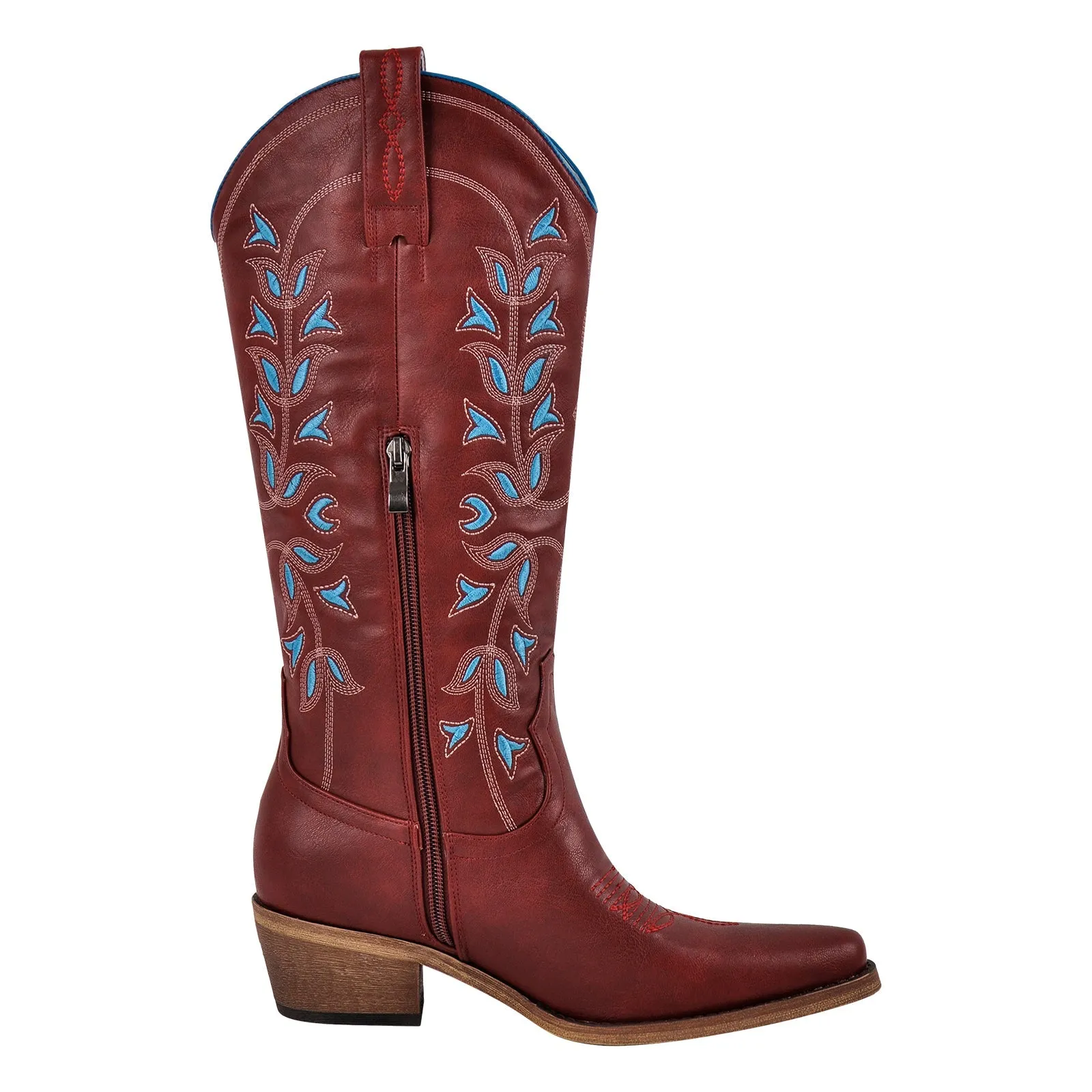 Knee High Embroidery Zipper Western Boots
