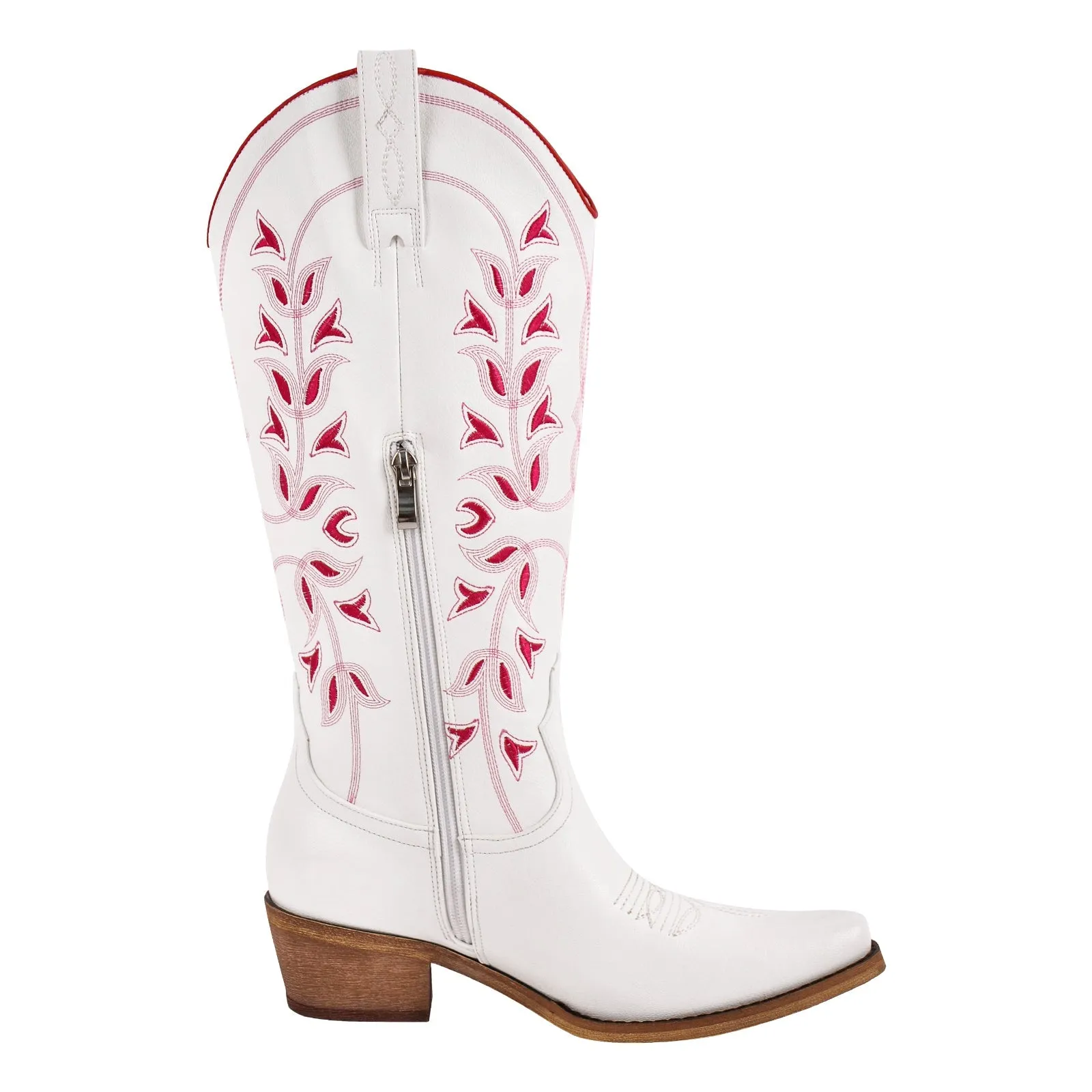 Knee High Embroidery Zipper Western Boots