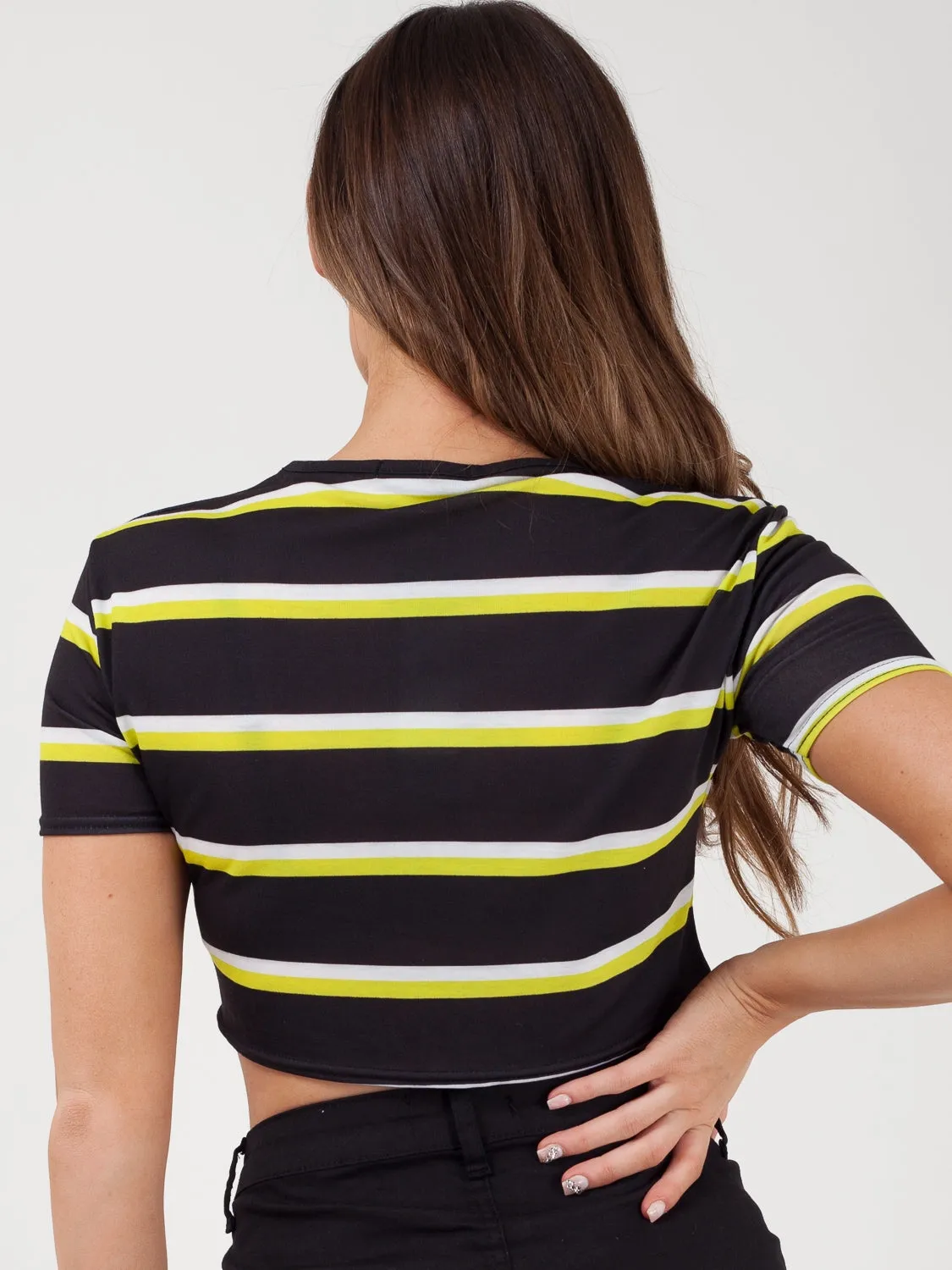 Knot Front Striped Crop Top