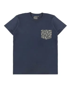 Koi Waves Pocket Tee Navy