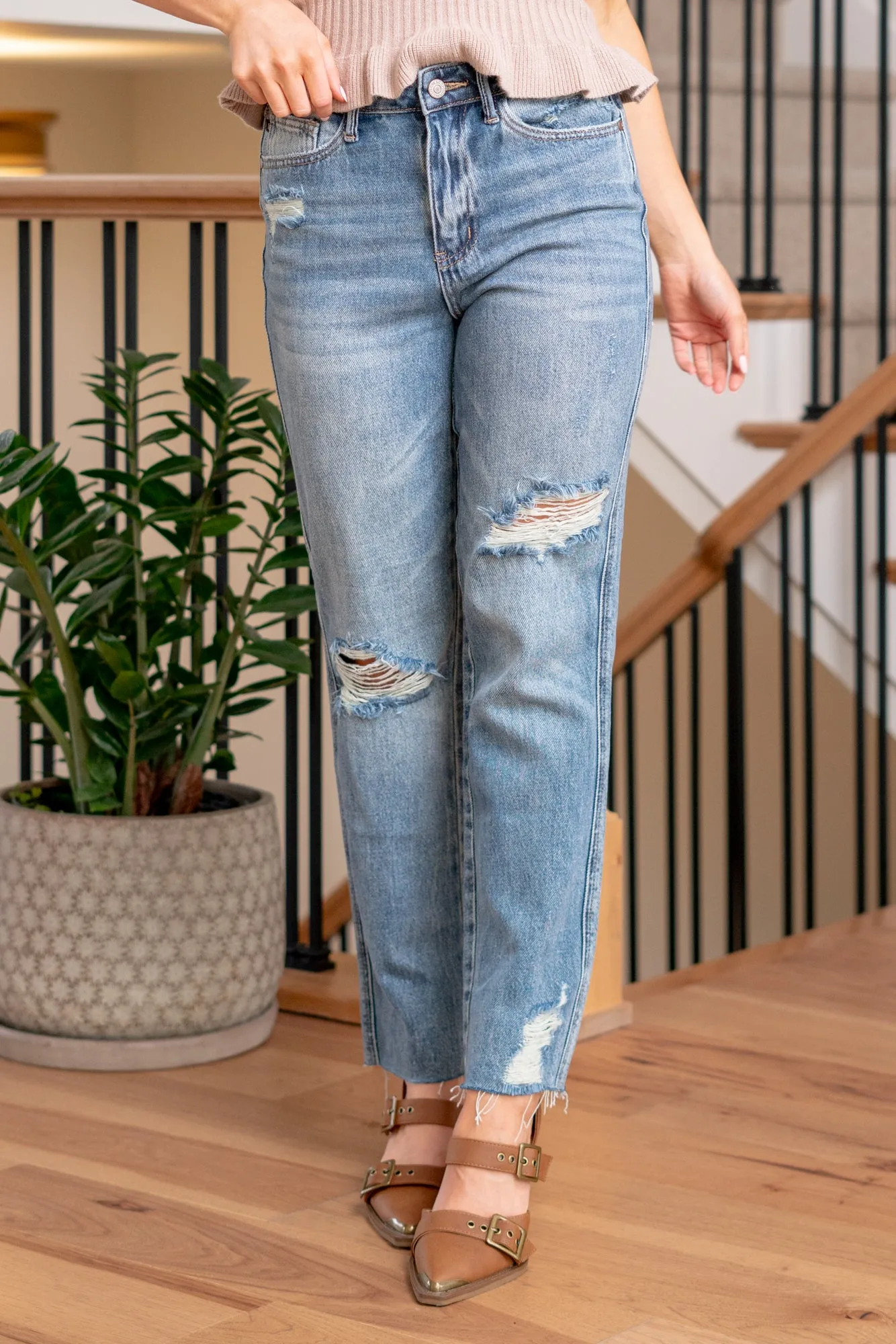 Kristine Rigid Magic High Rise Distressed Straight