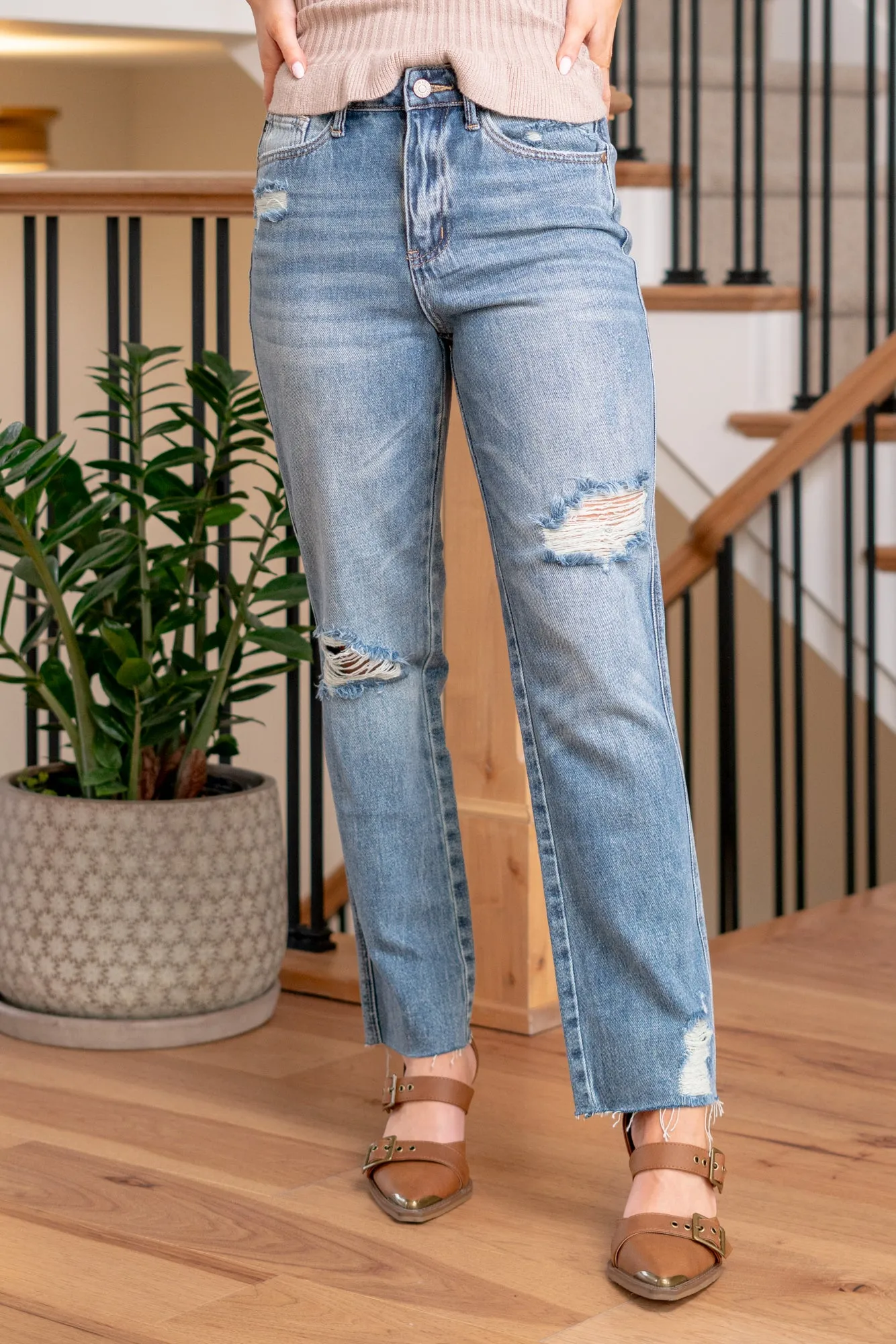 Kristine Rigid Magic High Rise Distressed Straight
