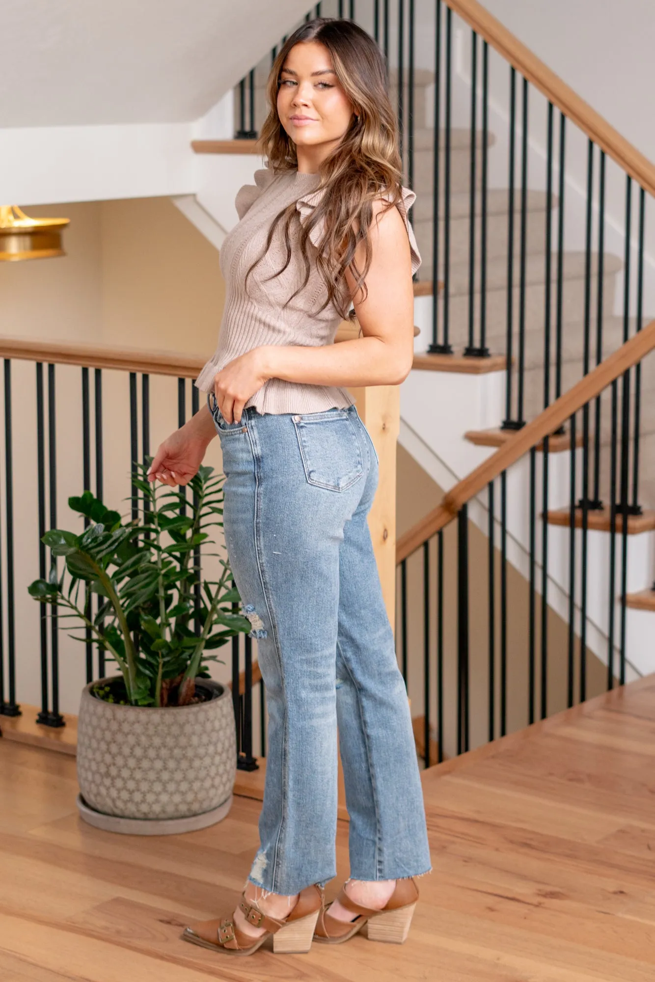 Kristine Rigid Magic High Rise Distressed Straight