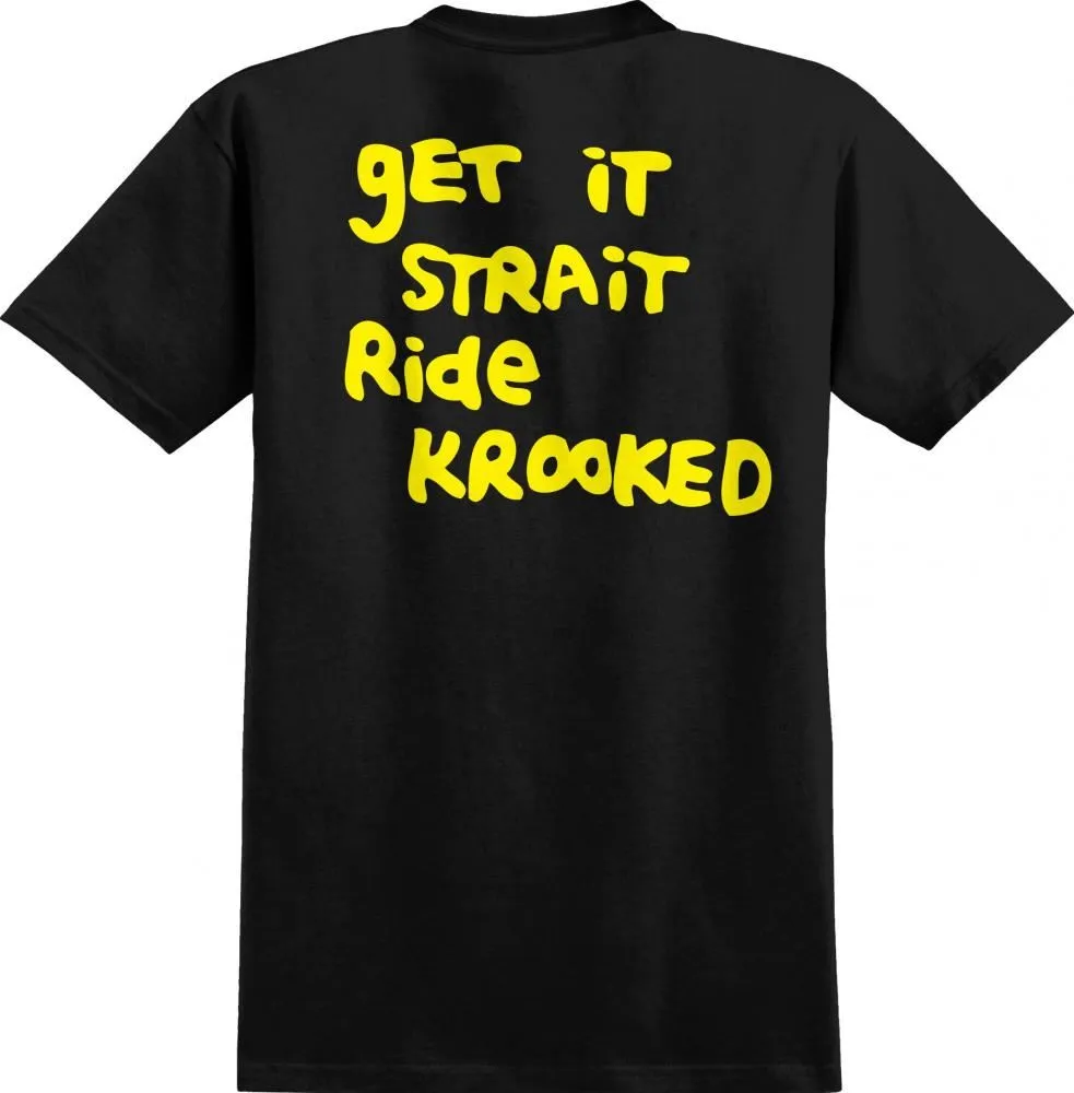 Krooked Pocket T-Shirt Strait Eyes - Black / Yellow / White