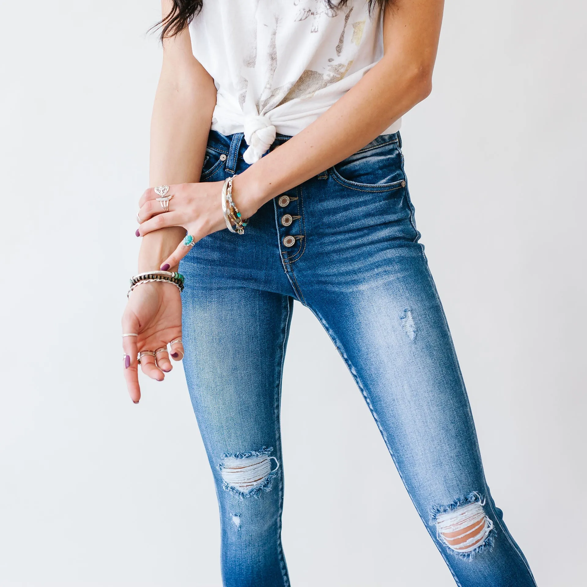 Kylie Kancan High Rise Button Fly Denim