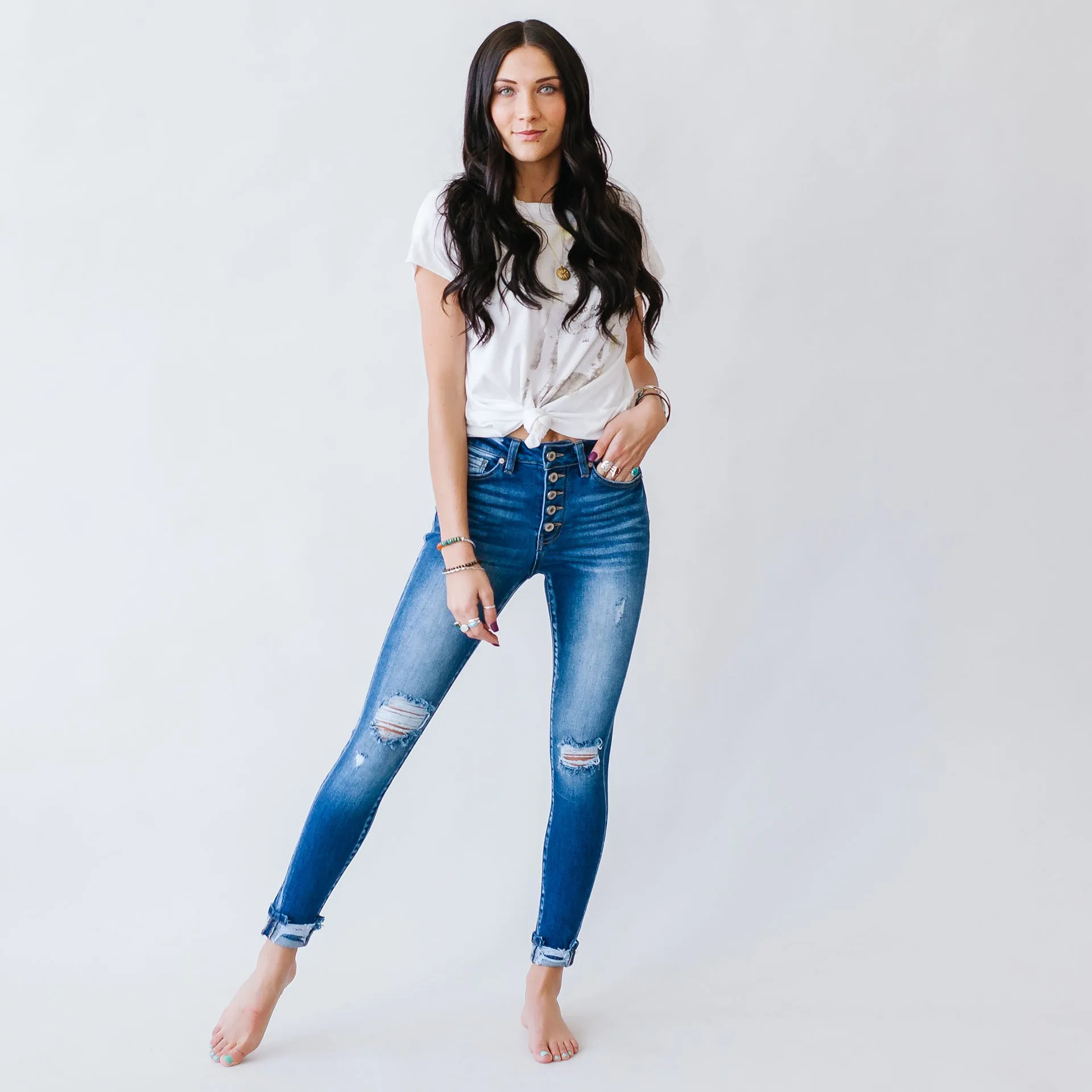 Kylie Kancan High Rise Button Fly Denim